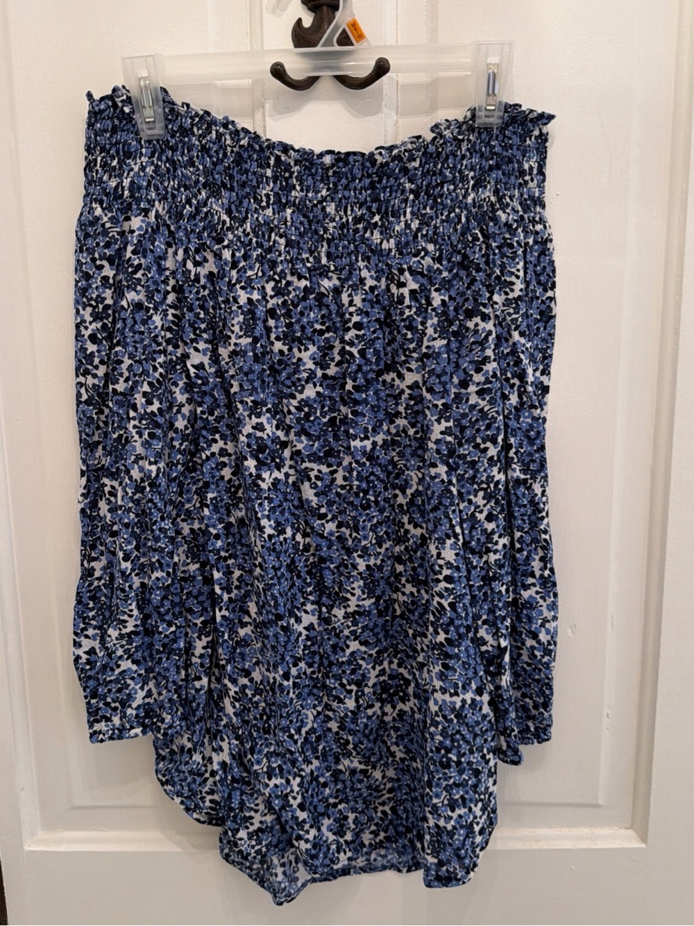 Michael Kors Blue Print Off Shoulder Top - Medium